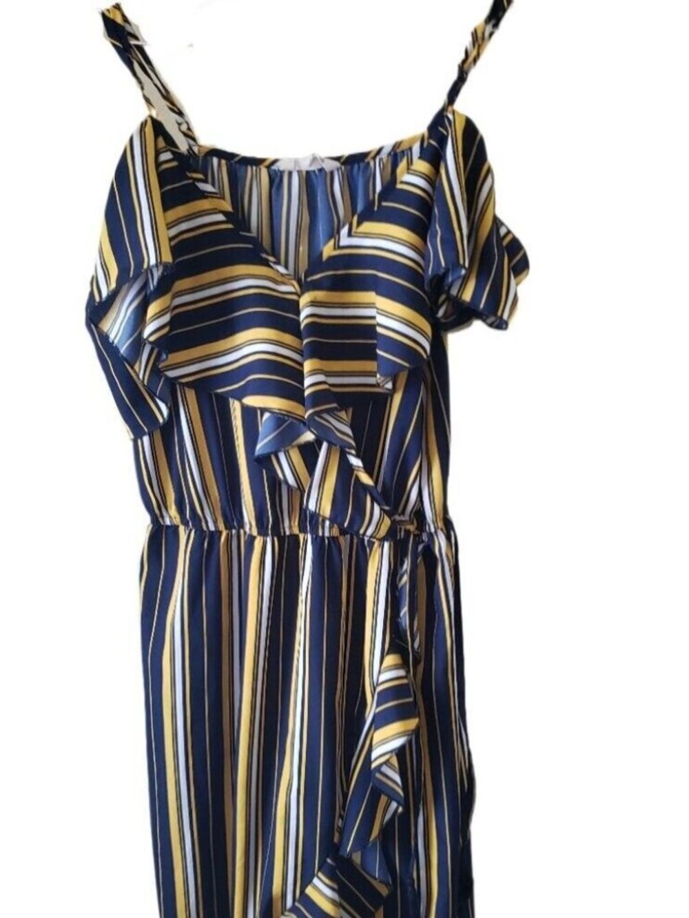Blush Sleeveless Striped Ruffle Maxi Dress - Picture 2 of 4